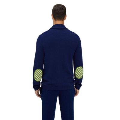 Bellemere Navy Blue and Green Merino Cardigan