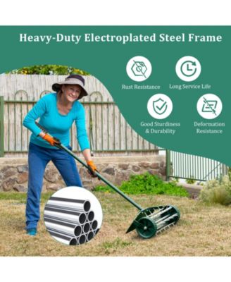 18 Inch Rolling Lawn Aerator with Splash-Proof Fender for Garden