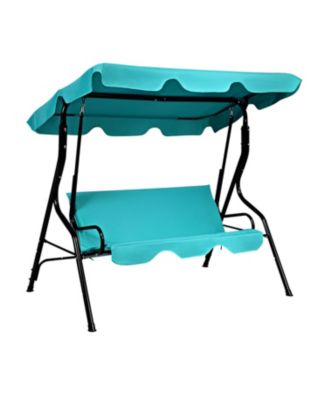 3 Seat Outdoor Patio Canopy Swing with Cushioned Steel Frame