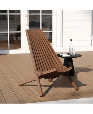 Dubois Indoor/Outdoor Solid Acacia Wood Low Profile Lounge Folding Chair For Use With Backyard, Patio, Sunroom, Porch, Garden