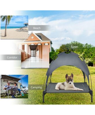 Portable Elevated Outdoor Pet Bed with Removable Canopy Shade