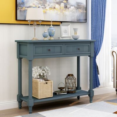 Daisy Series Console Table Traditional Design With Two Drawers And Bottom Shelf