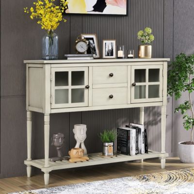 Streamdale Farmhouse Sideboard with Glass and Shelf
