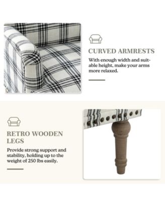 Ruarc Farmhouse Upholstered Armchair - Plaid Design Accent Chair