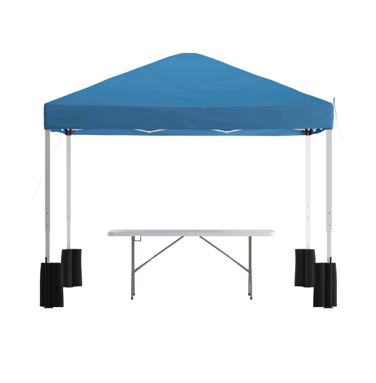 Outdoor Event/Tailgate Tent Set With Pop Up Event Canopy And Wheeled Case And Bi-Fold Table With Carrying Handle - White
