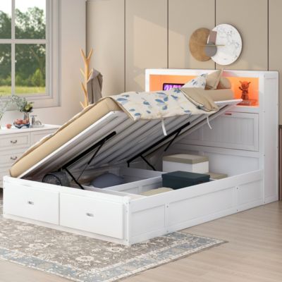 Queen Hydraulic Bed w/ LED & Storage