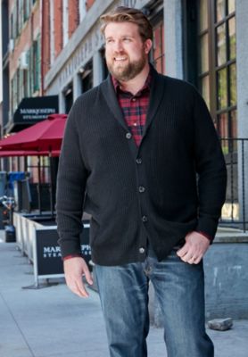 Big & Tall Shaker Knit Shawl-Collar Cardigan Sweater