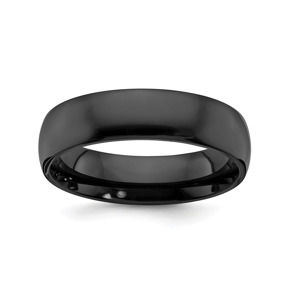 Black Zirconium Polished Wedding Band Ring - Black