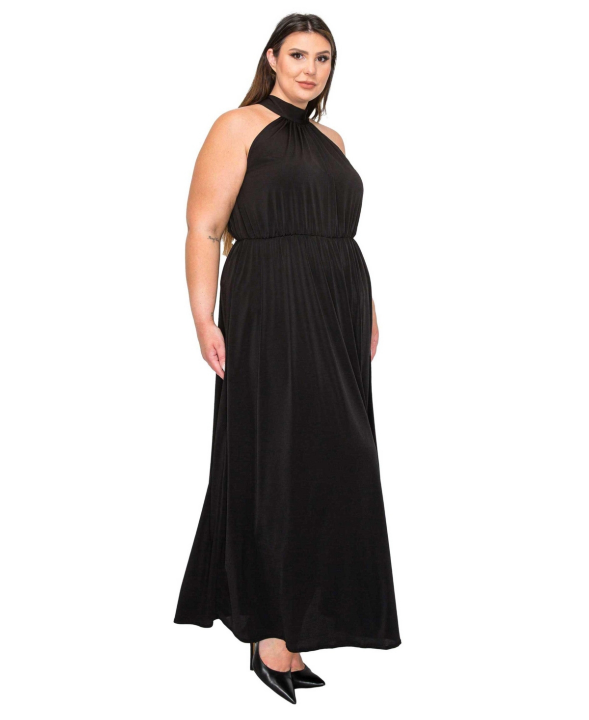 L I V D Plus Size Alexis Halter Neck Maxi Dress