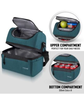 Insulated 2-Compartment Lunch Box Bag With Strap