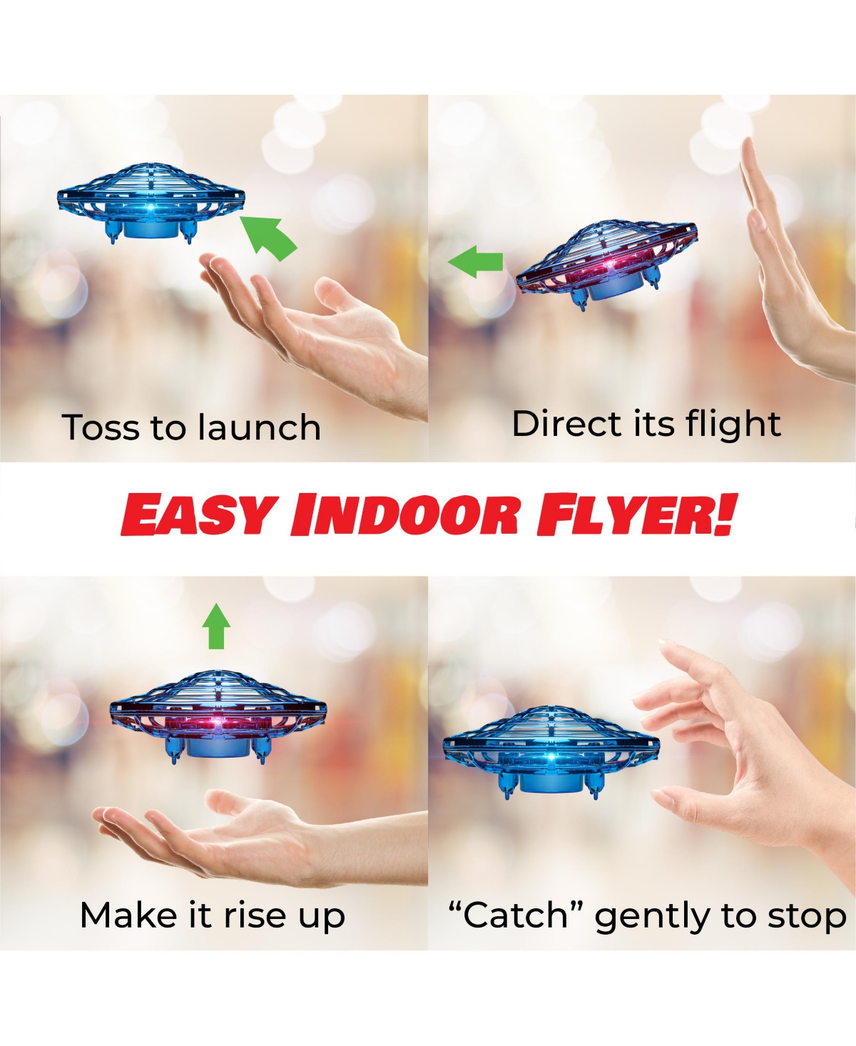 Force1 Scoot Hand Operated Drone for Kids or Adults -- Blue