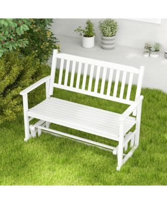 Patio Glider Loveseat Chair Swing Rocking Bench with Slatted Seat & Curved Backrest