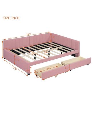 Simplie Fun Yellow Upholstered Daybed with Storage Drawers & No Box Spring Needed