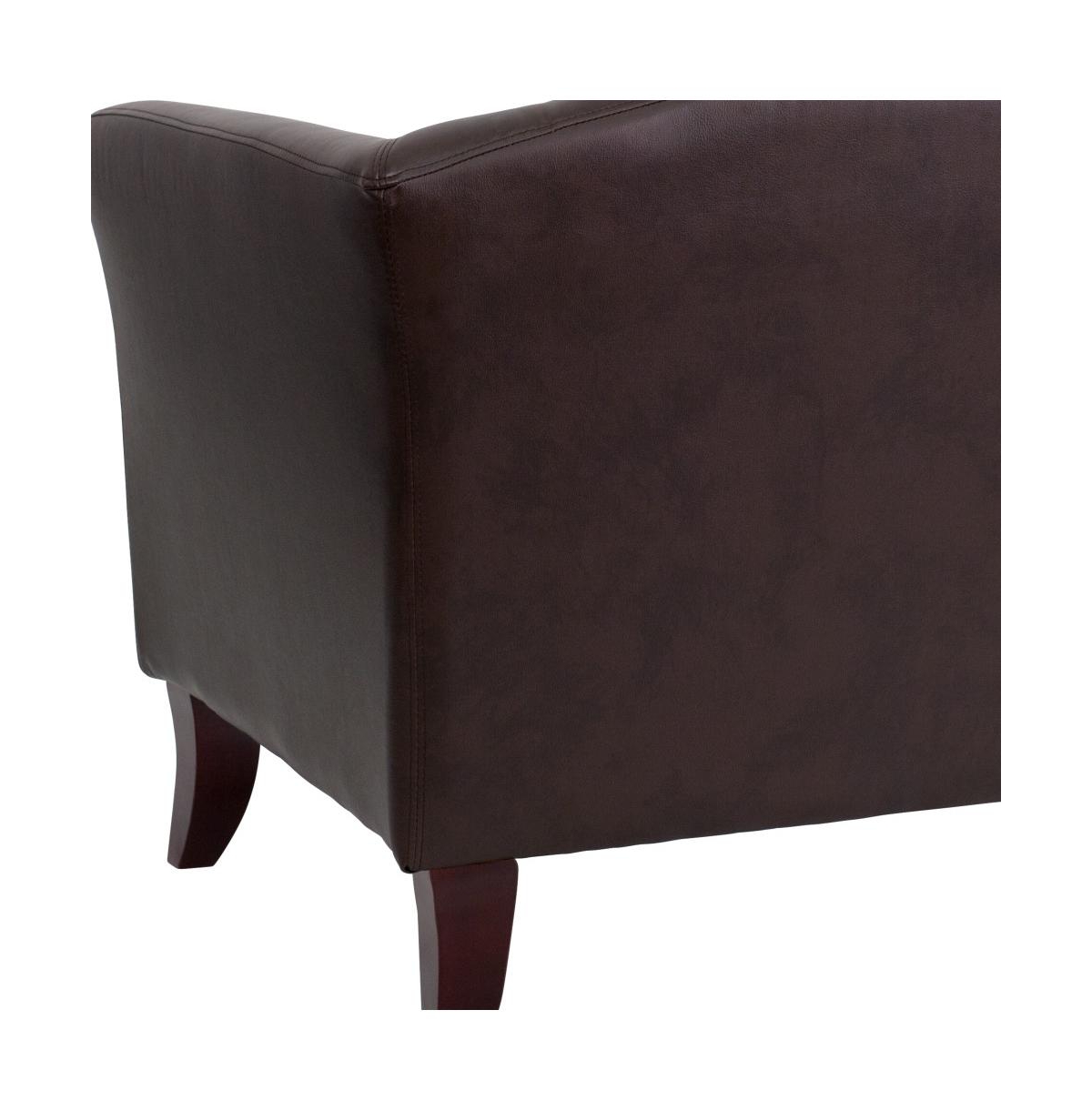 Emma+Oliver Leathersoft Reception/Living Room Loveseat With Cherry Wood Feet