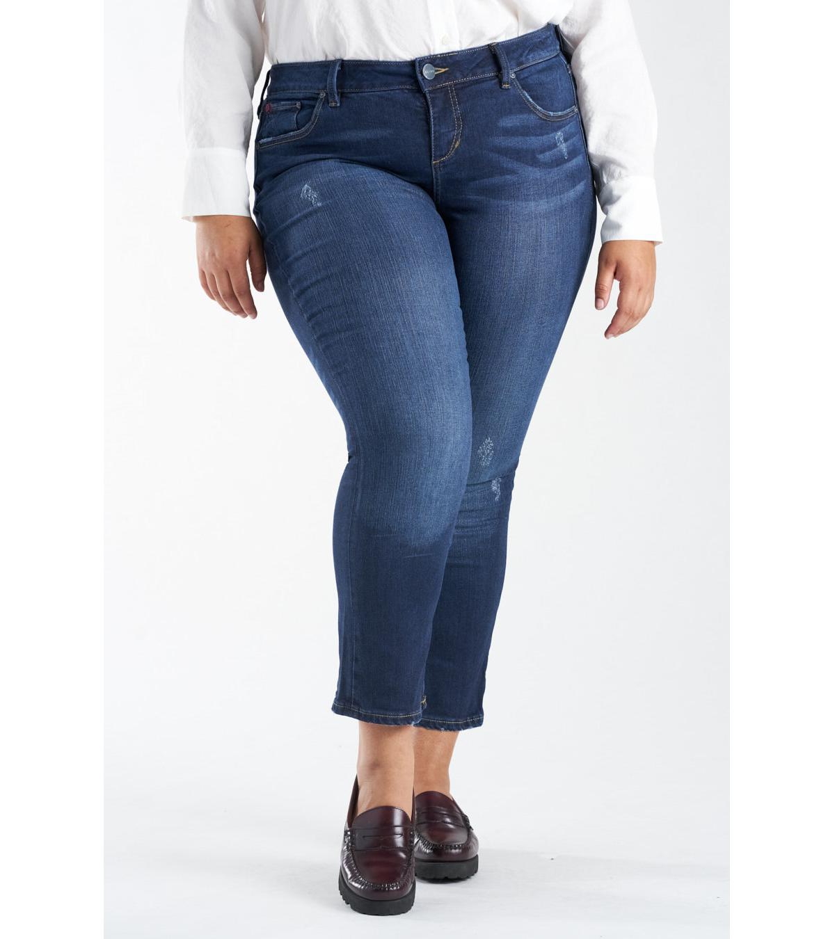 Plus Size High Rise Straight Jeans - Sheela