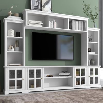 Streamdale Minimalist White Entertainment Wall Unit for TVs Up To 70"