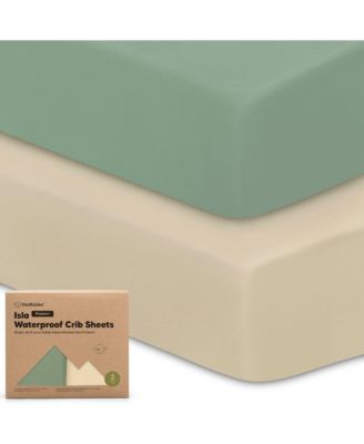 Waterproof Crib Sheets for Boys, Girls, 2pk Baby Fitted Crib Sheet, Waterproof Crib Mattress Protector Sheets