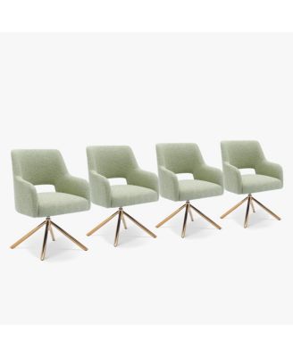 Mid-Century Modern Wide Boucle Swivel Accent Arm Chair (Set of 4)
