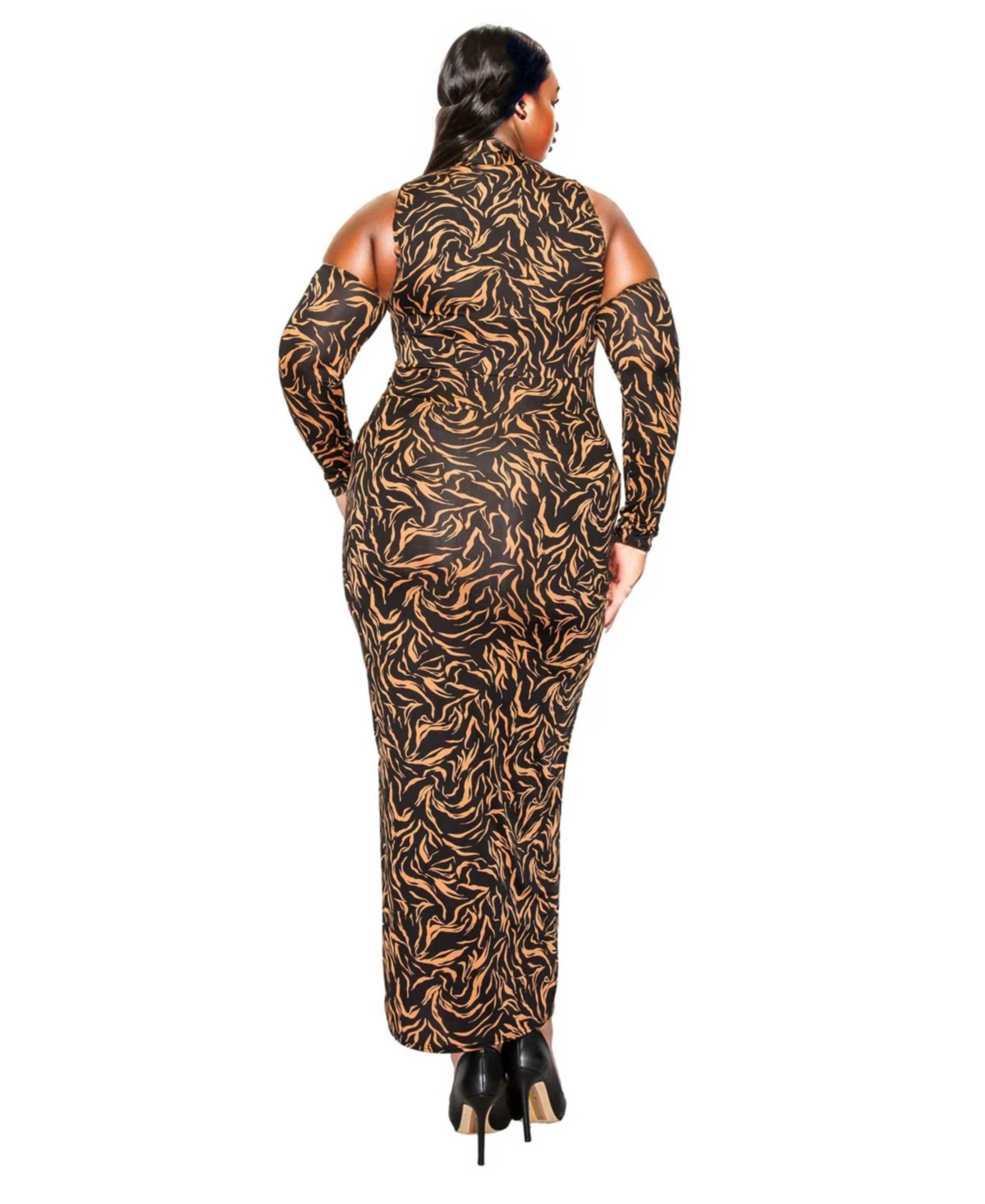 L I V D Plus Size Tigress Collar Sleeve Dress