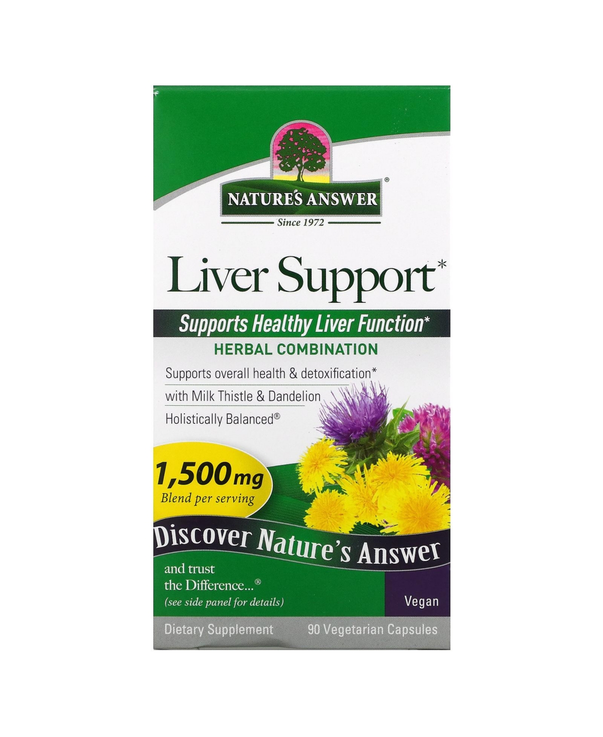 Liver Support 1 500 mg - 90 Vegetarian Capsules (500 mg per Capsule) - Assorted Pre-pack (See Table 9