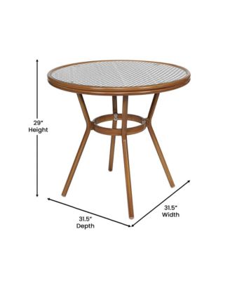 Celia Bistro Style Table With Glass Top, Pe Rattan, 4 Stack Chairs, And Bamboo Finished Metal Frame For Indoor/Outdoor Use