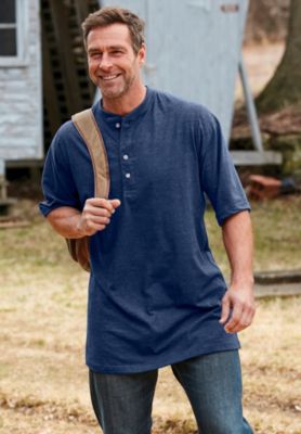 Big & Tall by KingSize Heavyweight Longer-Length Short-Sleeve Henley Shirt