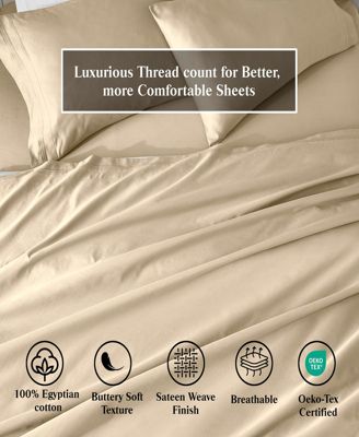 650-TC Egyptian Cotton Solid Deep Pocket Sheet Set, California King