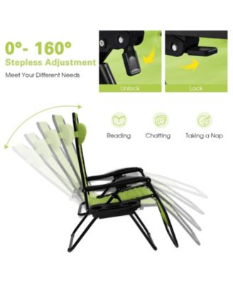 2 Pieces Folding Lounge Chair with Zero Gravity