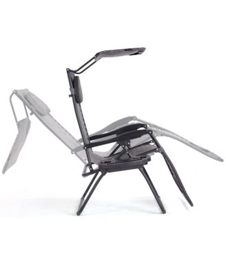 SUGIFT Folding Recliner Lounge Chair with Shade Canopy Cup Holder