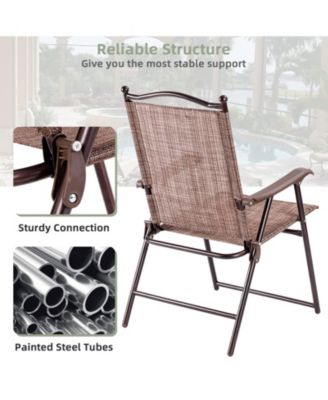 Set of 2 Patio Folding Sling Back Camping Deck Chairs
