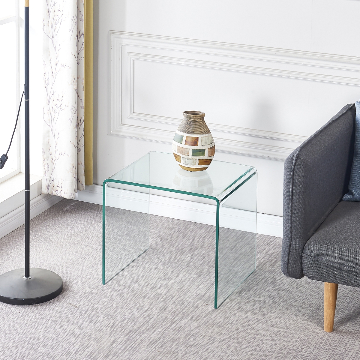 Streamdale Furniture Clear Glass Side & End Table, Tempered Glass End Table Coffee Table