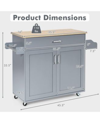 Rolling Kitchen Island Cart with Towel and Spice Rack