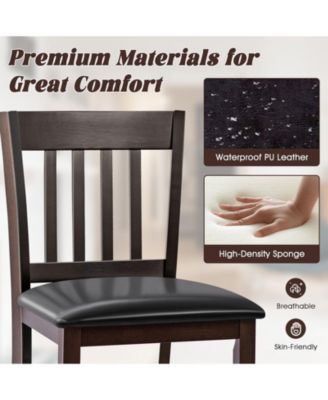 25 Inches Set of 2 Bar Stools with Rubber Wood Legs