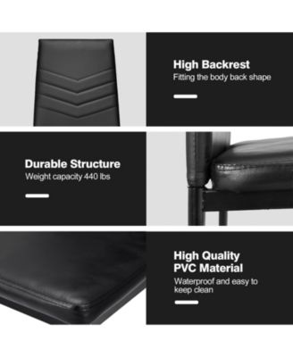 Set of 4 High Back Dining Chairs with PVC Leather and Non-Slip Feet Pads