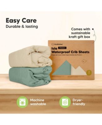 Waterproof Crib Sheets for Boys, Girls, 2pk Baby Fitted Crib Sheet, Waterproof Crib Mattress Protector Sheets