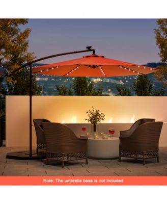 10 Ft Patio Solar LED 40 Lights Offset Umbrella Crank Cross Base