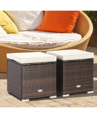 2 Pieces Patio Ottoman with Hidden Storage Space