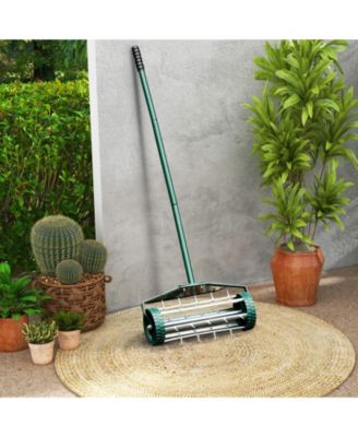 18 Inch Rolling Lawn Aerator with Splash-Proof Fender for Garden