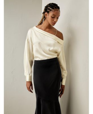 Women's Silk Chic One-Shoulder Top