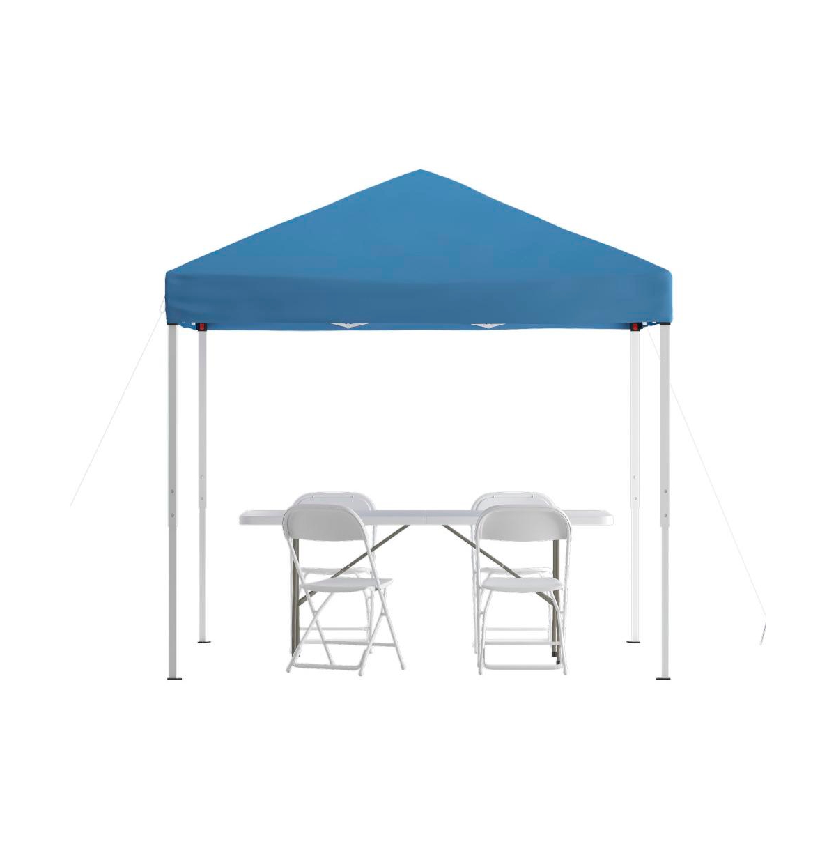Outdoor Event/Tailgate Set With Pop Up Event Canopy With Carry Bag, Bi-Fold Table And 4 Folding Chairs - White