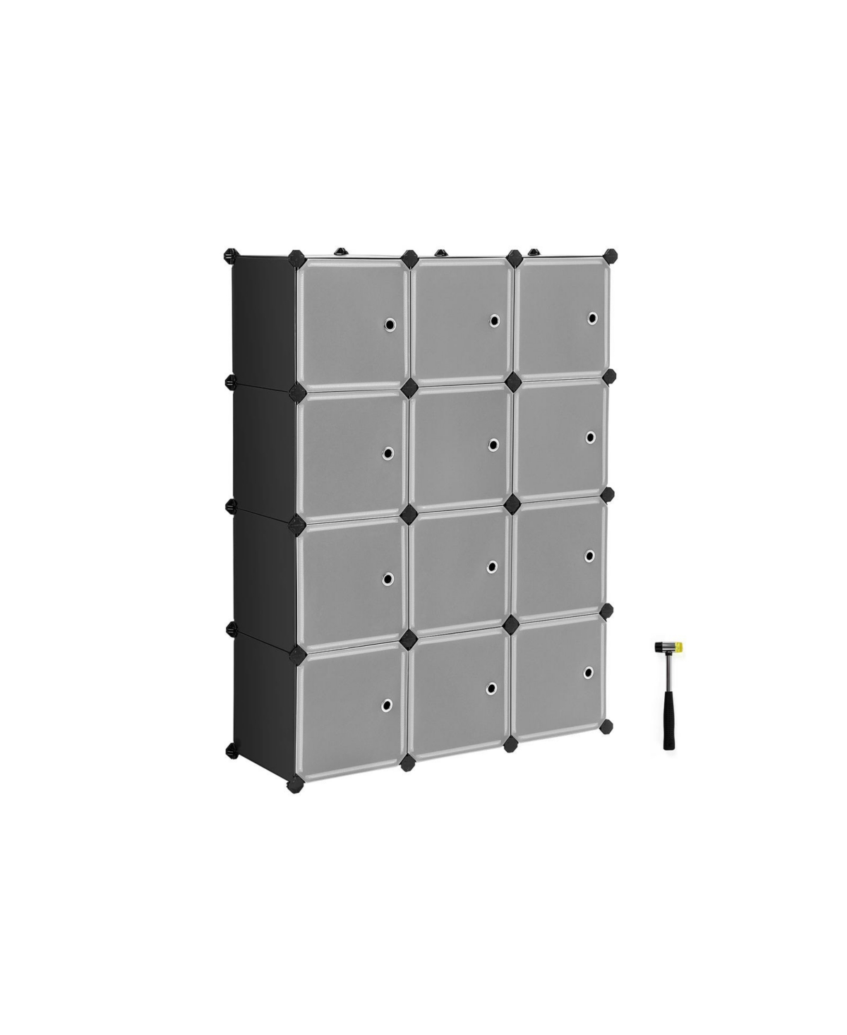 12-cube Storage Organizer, Interlocking Plastic Cubes With Divider Design With Doors - Black
