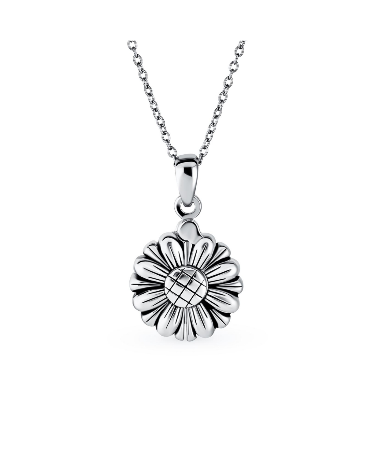 Bling Jewelry Floral Flower Inspirational Saying My Love Words Sunflower Open Locket Pendant Necklace For Women Rhodium Plated Sterling- Silve