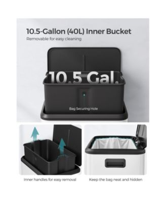 Kitchen Trash Can, 10.5-Gallon Garbage Can with Lid and Wide Foot Pedal, Soft Close and Stays Open