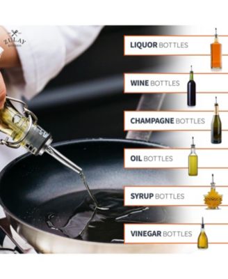 Stainless Steel Liquor Bottle Pourers with Rubber Dust Caps - 12 Pack