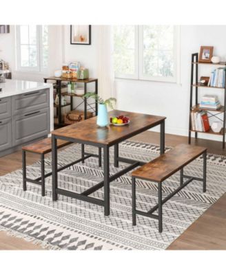 Table Benches, Pair of 2, Industrial Style Indoor BenchesDurable Metal Frame