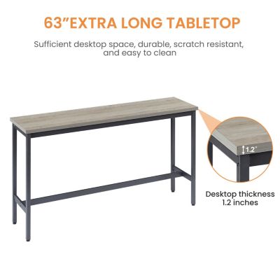 Industrial Long Bar Table Set with 3 Upholstered Stools