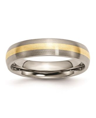 Chisel Titanium Brushed with 14k Gold Inlay Wedding Band Ring - Macy's