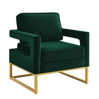 Gold base velvet accent chair, Jade