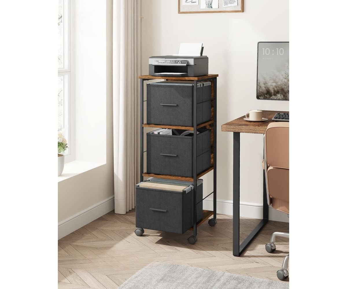 Slickblue File Cabinet with 3 Drawers, Cube Storage Shelf, File Storage Box, Home Office, 3 tier