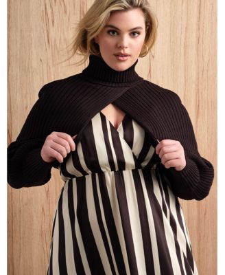 Women's Plus Size Turtleneck Sweater Sleeve Scarf